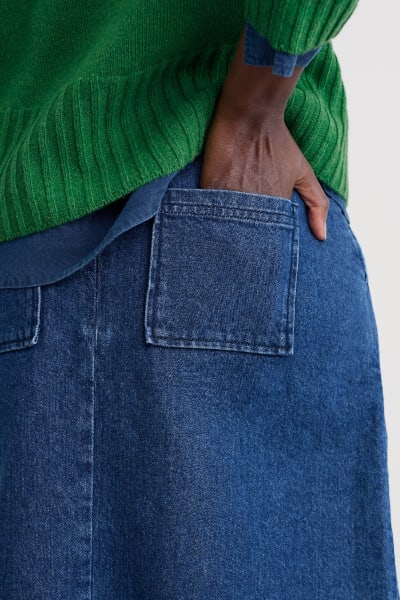 Seasalt Women's Dovetail A-Line Skirt In Mid Wash Tide