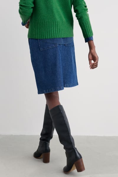 Seasalt Women's Dovetail A-Line Skirt In Mid Wash Tide