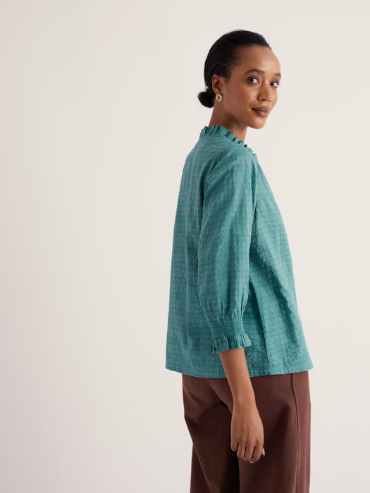 Seasalt Women's Feather Star Checked Top In Estuary