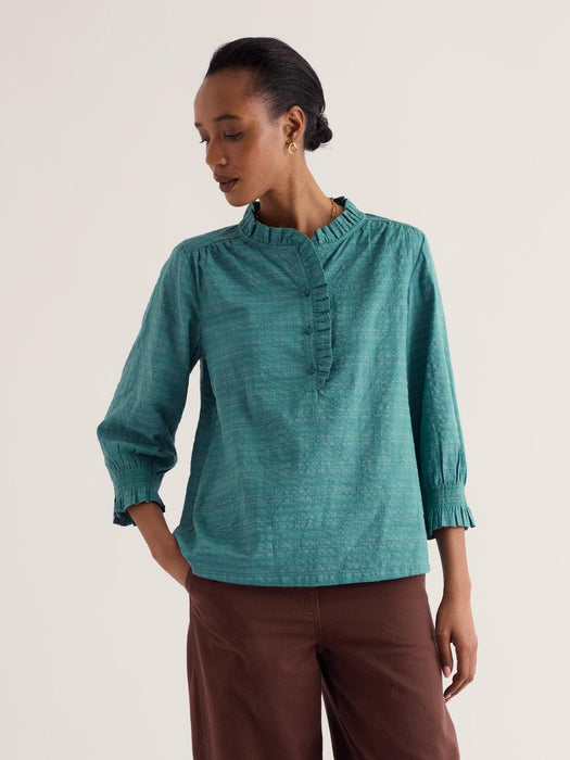 Seasalt Women's Feather Star Checked Top In Estuary