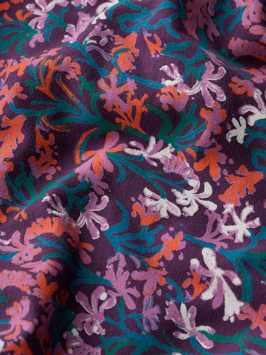 Seasalt Women's Fettling Jersey Tie Detail Midi Dress In Summer Fronds Purple Kale