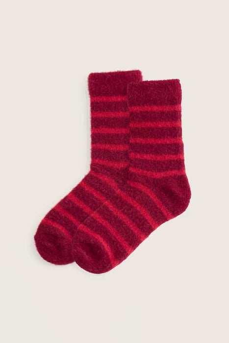 Seasalt Women's Fluffies Socks Long In Breton Flag Fireglow