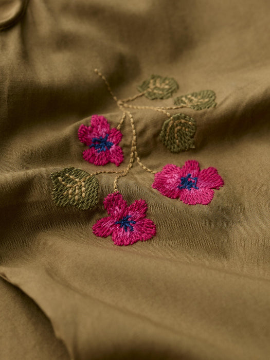 Seasalt Women's Fowen Shirt-Style Dress In Flora Embroidery Fern Moss