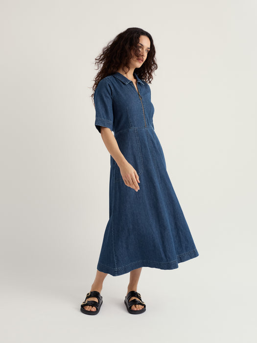 Seasalt Women's Gwenter Denim Midi Dress In Mid Wash