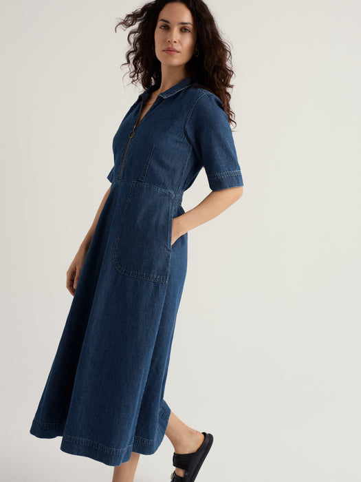 Seasalt Women's Gwenter Denim Midi Dress In Mid Wash