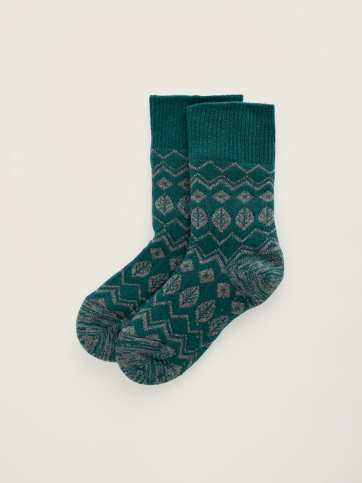 Seasalt Women's House Socks In Oak Leaf Dark Thyme Twist
