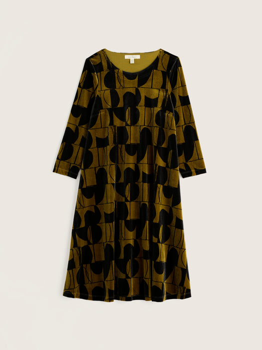 Seasalt Women's Mahonia Dress In Spliced Abstract Bright Olive