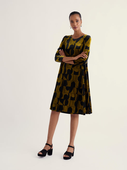 Seasalt Women's Mahonia Dress In Spliced Abstract Bright Olive