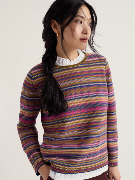Seasalt Women's Makers Cotton Jumper In Ripple Marks Fern Moss Multi
