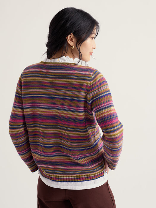 Seasalt Women's Makers Cotton Jumper In Ripple Marks Fern Moss Multi