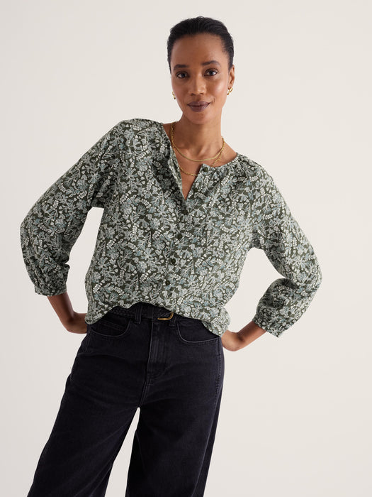 Seasalt Women's Mallow Top In Painted Seaweed Nori