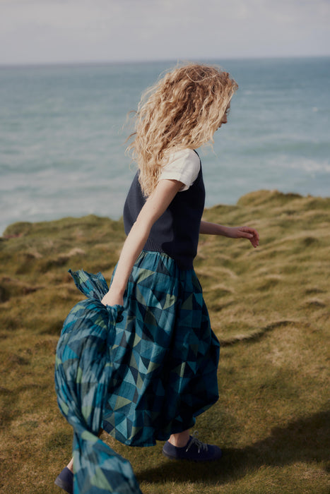 Seasalt Women's Mevagissey Midi Skirt In Blanket Geo Estuary