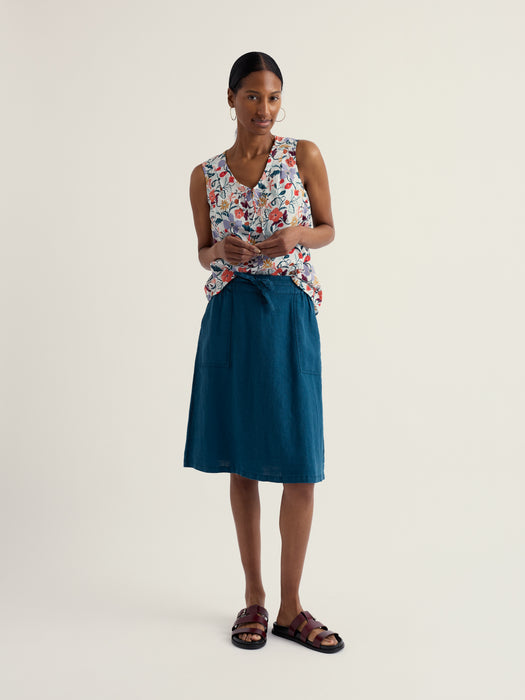 SeasSeasalt Women's Pepper Moth Linen Skirt In Ocean Drift