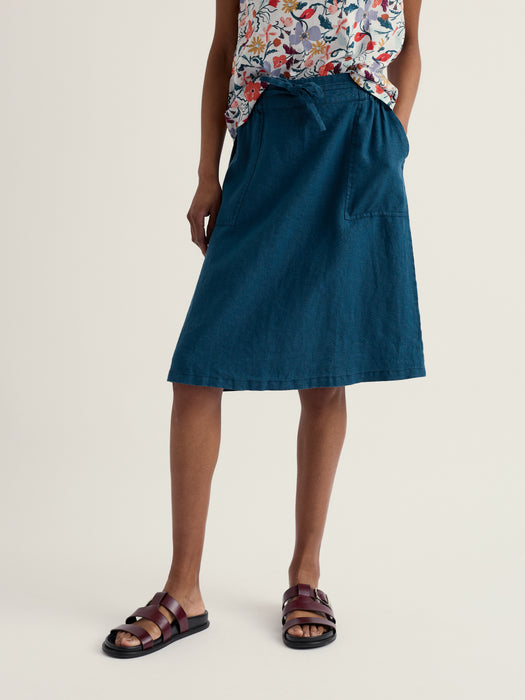 SeasSeasalt Women's Pepper Moth Linen Skirt In Ocean Drift