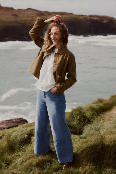 Seasalt Women's Porth Embroidered Jacket In Flora Embroidery Fern Moss