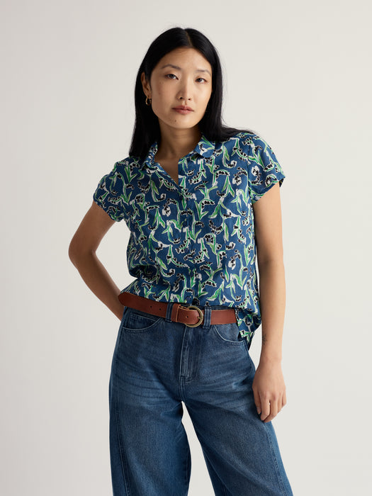 Seasalt Women's Rushmaker Shirt In Painty Bluebell Dark Voyage