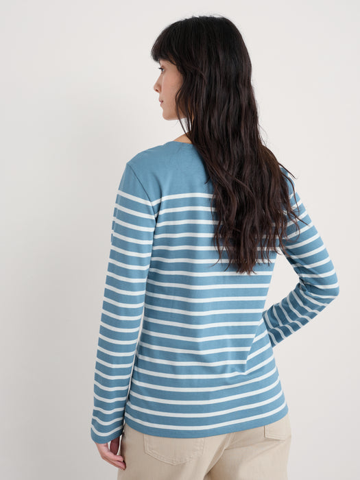 Seasalt Women's Sailor Shirt In Breton Horizon Chalk