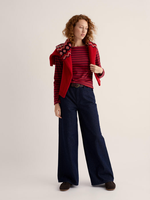 Seasalt Women's Sailor Shirt In Duet Breton Dark Dahlia