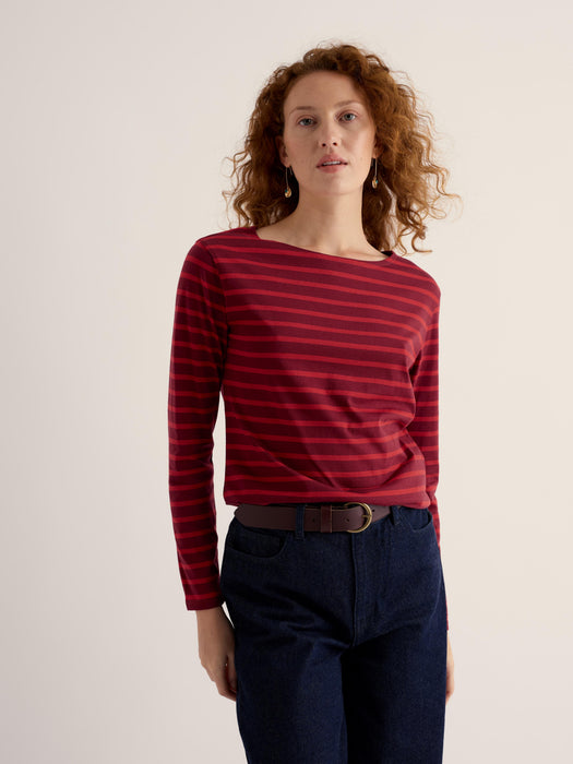 Seasalt Women's Sailor Shirt In Duet Breton Dark Dahlia