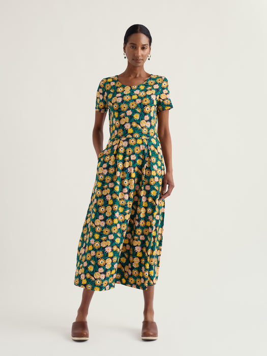 Seasalt Women's Veronica Short Sleeve Midi Jersey Midi Dress In Marigold Meadow Inkwell