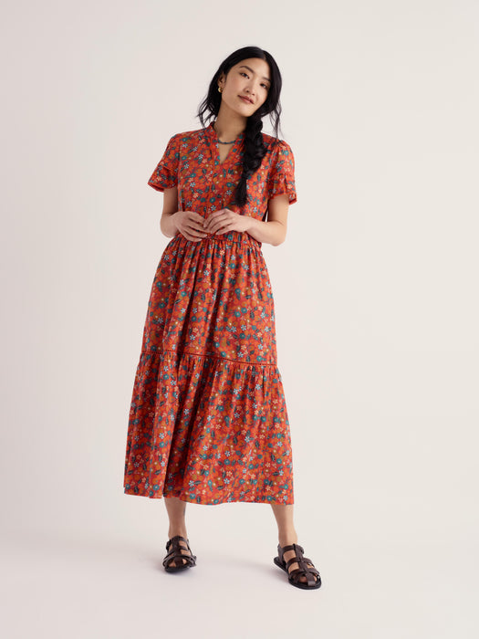 Seasalt Women's Wild Lily Dress In Tomato Blooms Cinnamon