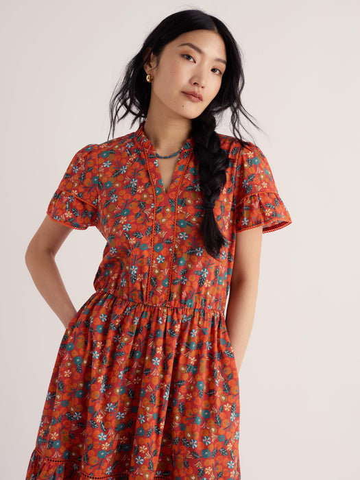 Seasalt Women's Wild Lily Dress In Tomato Blooms Cinnamon