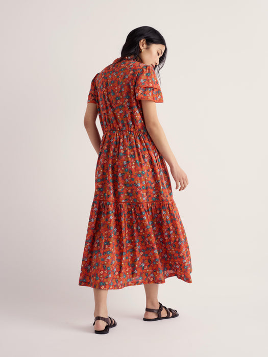Seasalt Women's Wild Lily Dress In Tomato Blooms Cinnamon