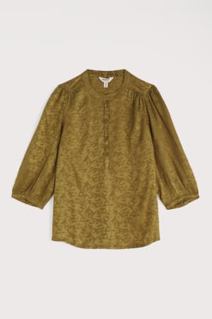 Seasalt Women's Willow Path Printed Shirt In Paper Birds Jacquard Bright Olive