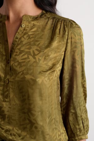 Seasalt Women's Willow Path Printed Shirt In Paper Birds Jacquard Bright Olive