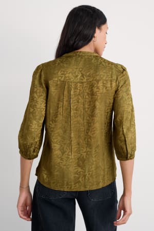 Seasalt Women's Willow Path Printed Shirt In Paper Birds Jacquard Bright Olive