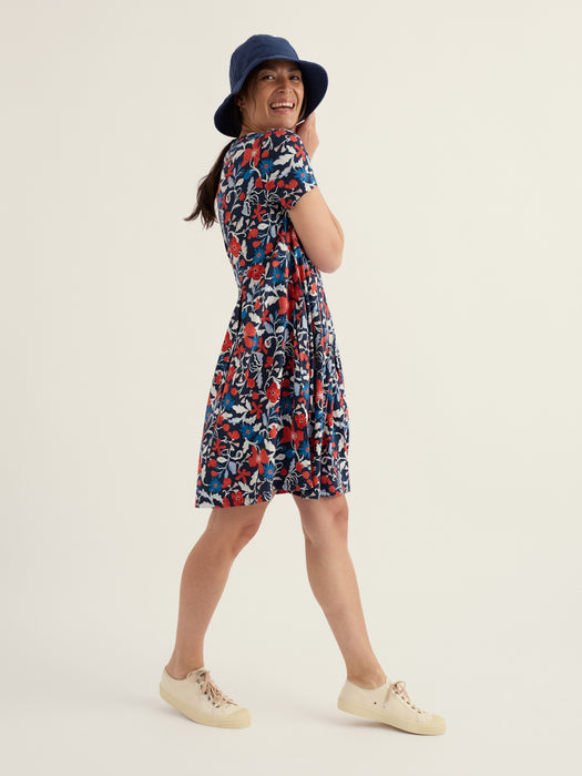 Seasalt Women's Witch Hazel Short Sleeve Dress In Winding Meadow Maritime