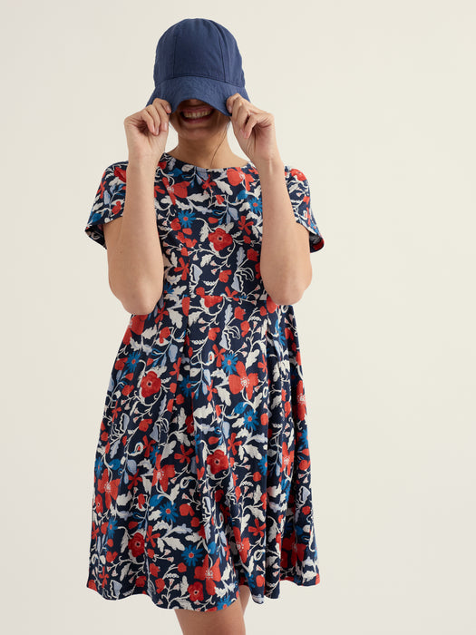Seasalt Women's Witch Hazel Short Sleeve Dress In Winding Meadow Maritime