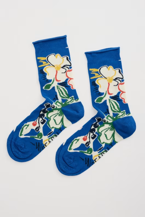 Seasalt Women's Arty Organic Cotton Socks In Painters Garden Ink