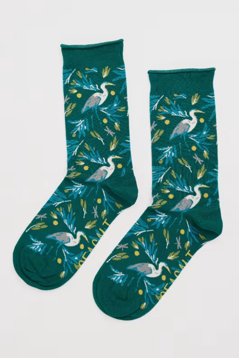 Seasalt Women's Arty Organic Cotton Socks In Sea Step Watson Green