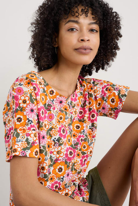 Seasalt Women's Bryher View T-Shirt In Retro Daisies Chalk