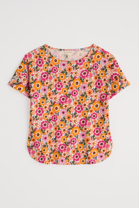 Seasalt Women's Bryher View T-Shirt In Retro Daisies Chalk