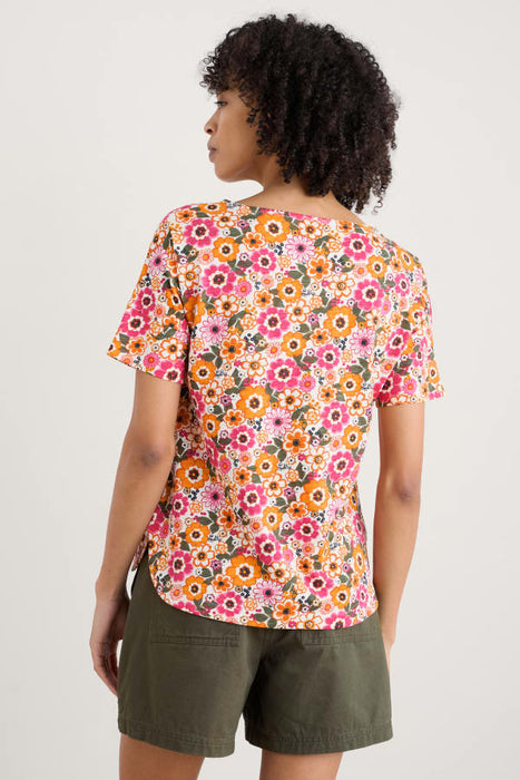 Seasalt Women's Bryher View T-Shirt In Retro Daisies Chalk