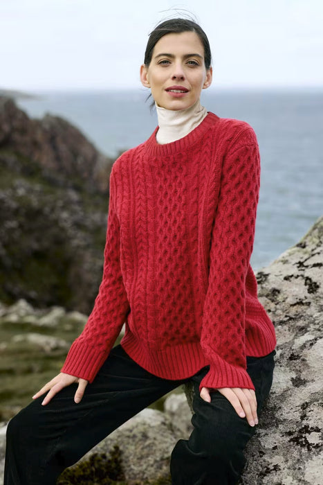 Seasalt Women's Nuthatch Cable Knit Merino Jumper In Crimson