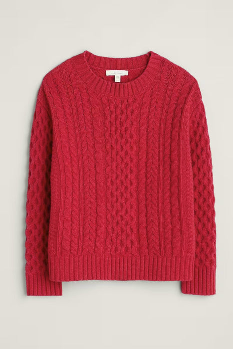 Seasalt Women's Nuthatch Cable Knit Merino Jumper In Crimson