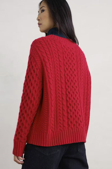 Seasalt Women's Nuthatch Cable Knit Merino Jumper In Crimson