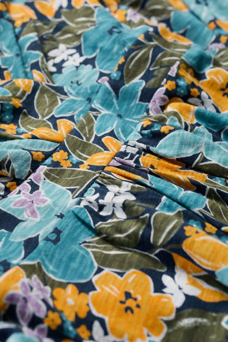 Seasalt Women's Chapelle Dress in GOTS-Certified Organic Cotton Jersey In Citrus Floral Poseidon