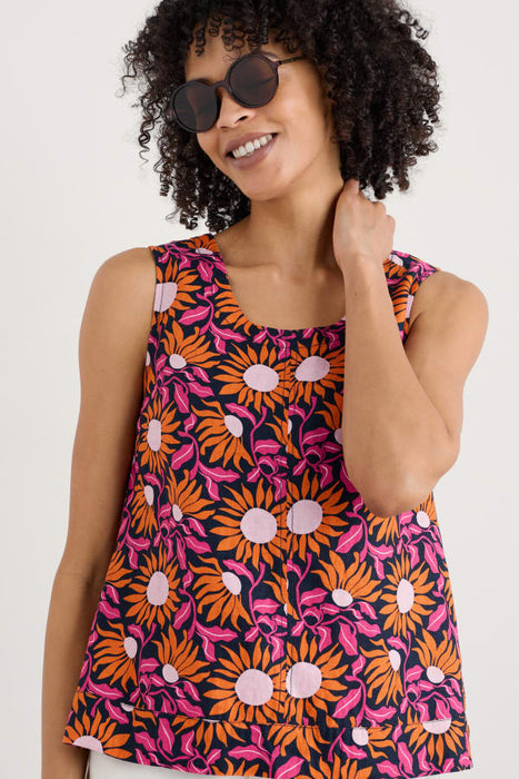 Seasalt Women's  Lighthouse Station Linen Vest In Bold Sunflower Maritime