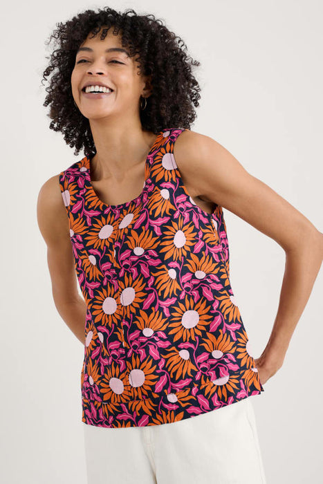 Seasalt Women's  Lighthouse Station Linen Vest In Bold Sunflower Maritime