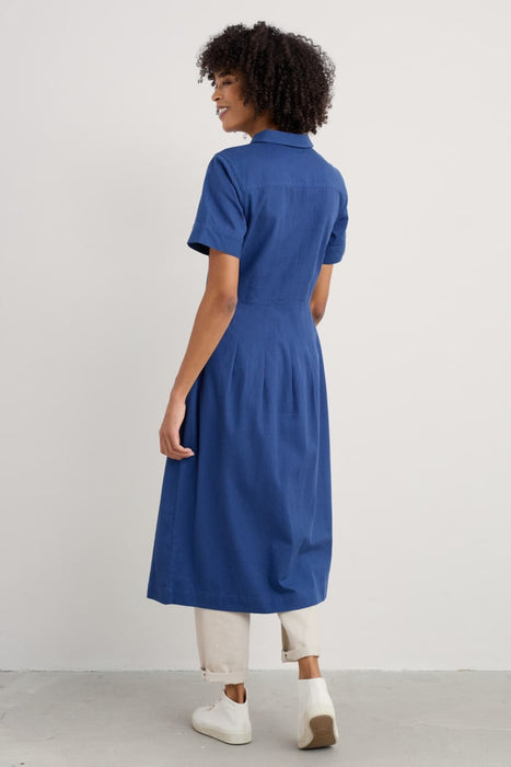 Seasalt Women's Birch Glade Organic Cotton Midi Shirt Dress In Washed Marine