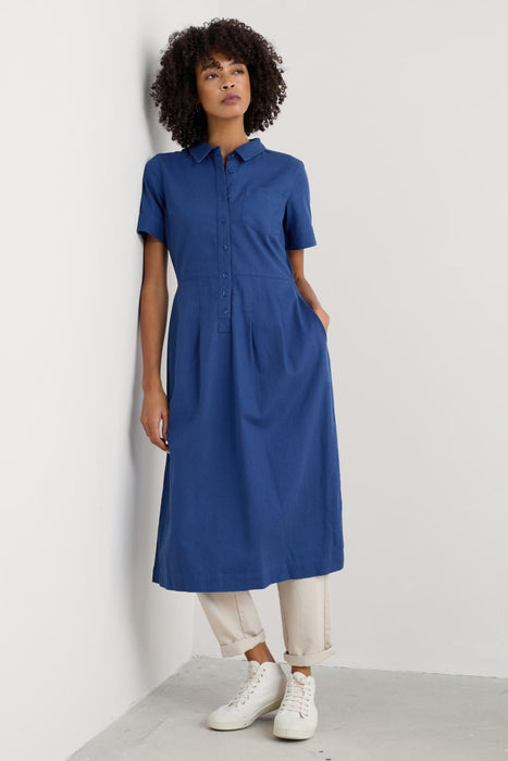 Seasalt Women's Birch Glade Organic Cotton Midi Shirt Dress In Washed Marine