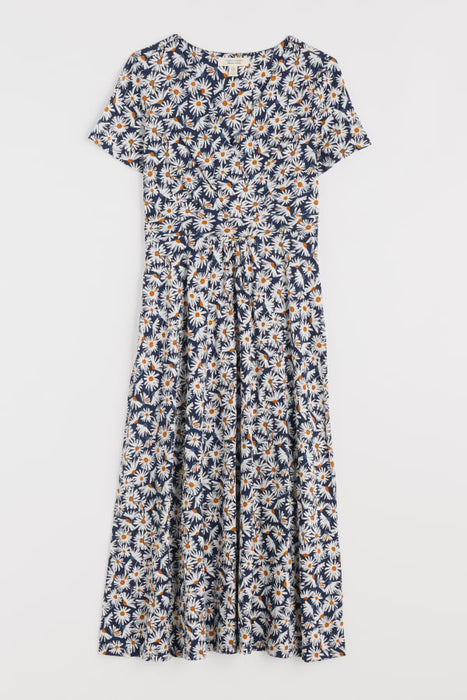 Seasalt Women's Chapelle Dress in GOTS-Certified Organic Cotton Jersey In Scatter Daisy Maritime