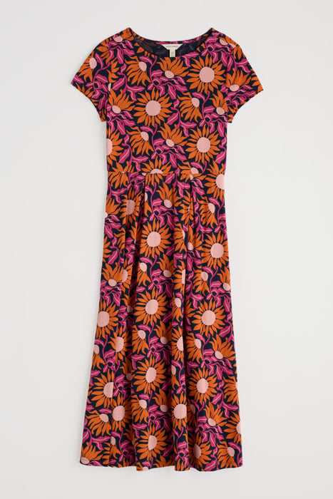 Seasalt Women's Wild Bouquet Jersey Midi Dress In Bold Sunflower Maritime