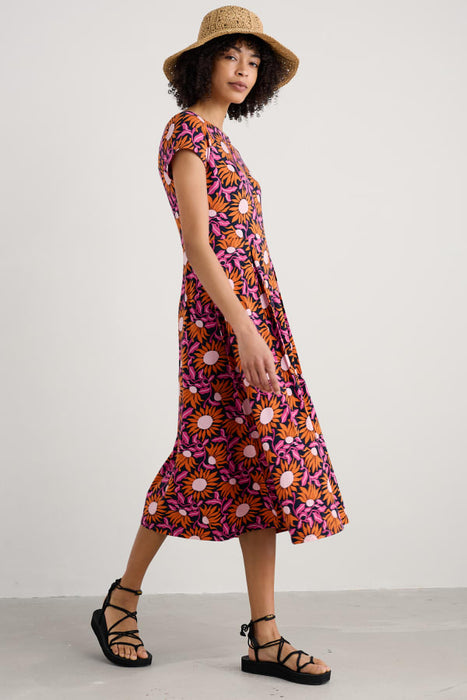 Seasalt Women's Wild Bouquet Jersey Midi Dress In Bold Sunflower Maritime