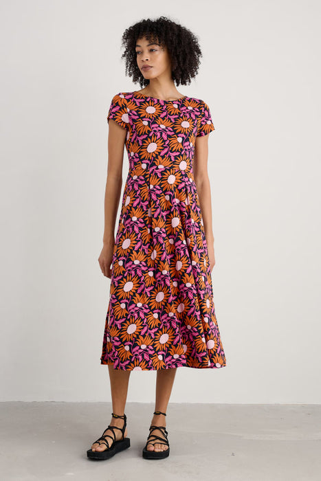 Seasalt Women's Wild Bouquet Jersey Midi Dress In Bold Sunflower Maritime