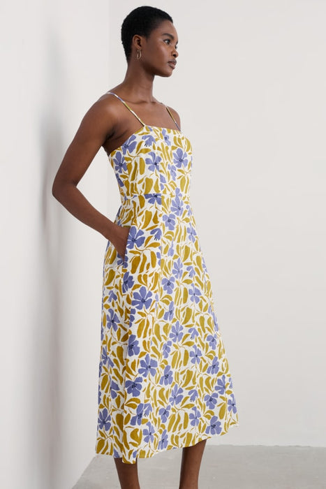 Seasalt Women's Madern Sleeveless Midi Dress In Leafy Floral Chalk Pear